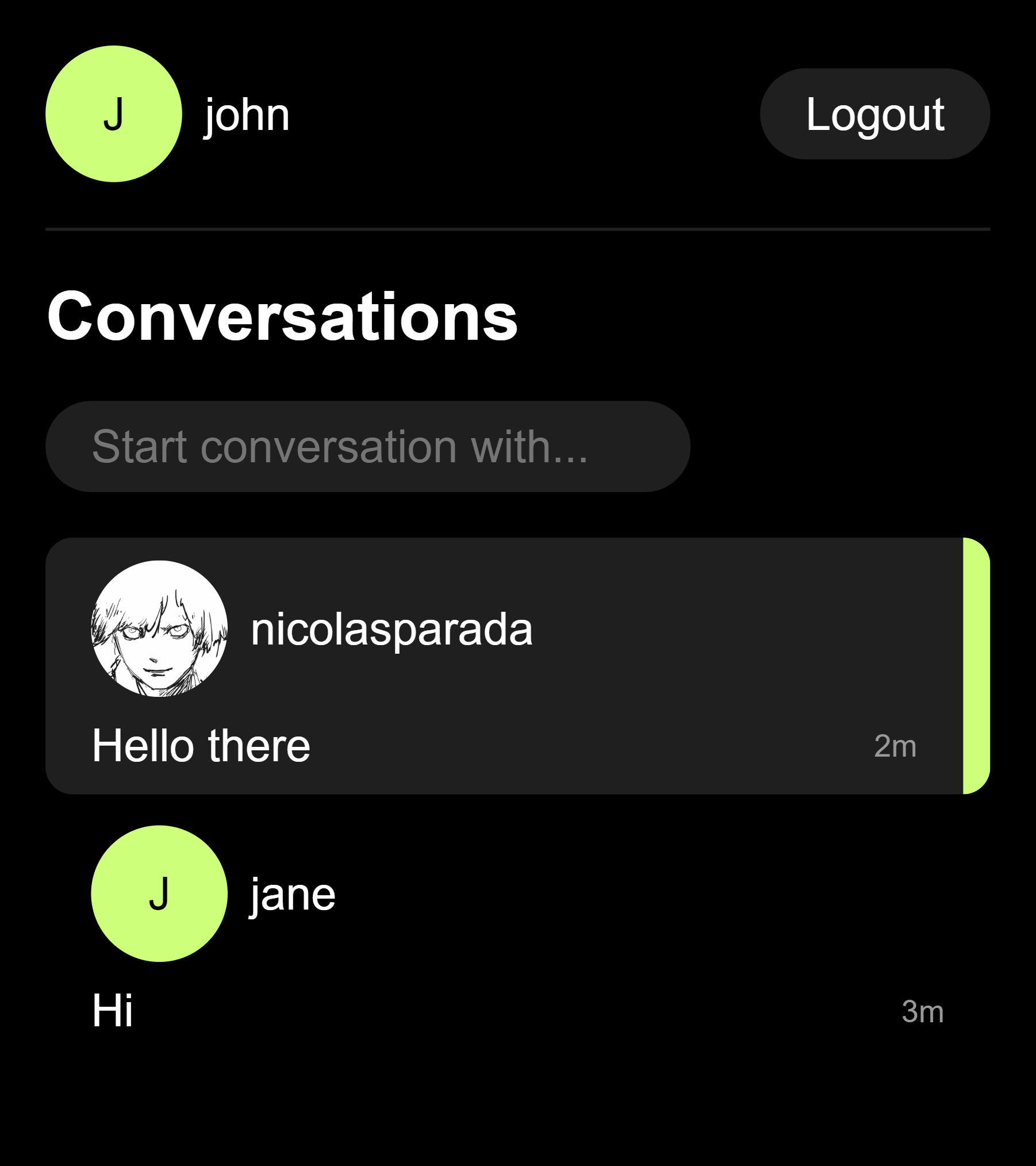 conversation list screenshot